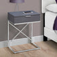 HomeRoots 24" End Table With Drawer in Silver and Gray Finish