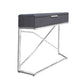 HomeRoots 24" End Table With Drawer in Silver and Gray Finish