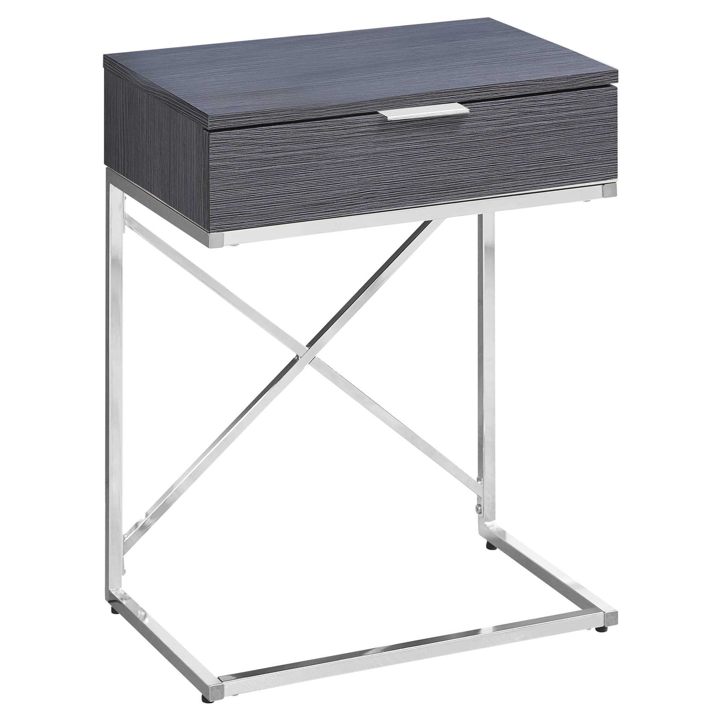 HomeRoots 24" End Table With Drawer in Silver and Gray Finish