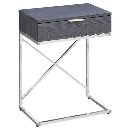 HomeRoots 24" End Table With Drawer in Silver and Gray Finish
