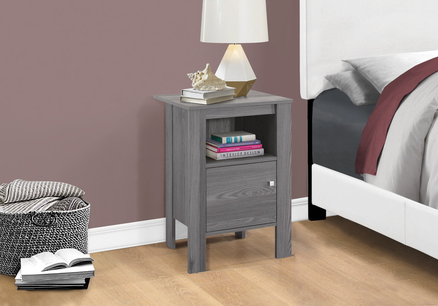 HomeRoots 24" End Table With Shelf in Gray Finish