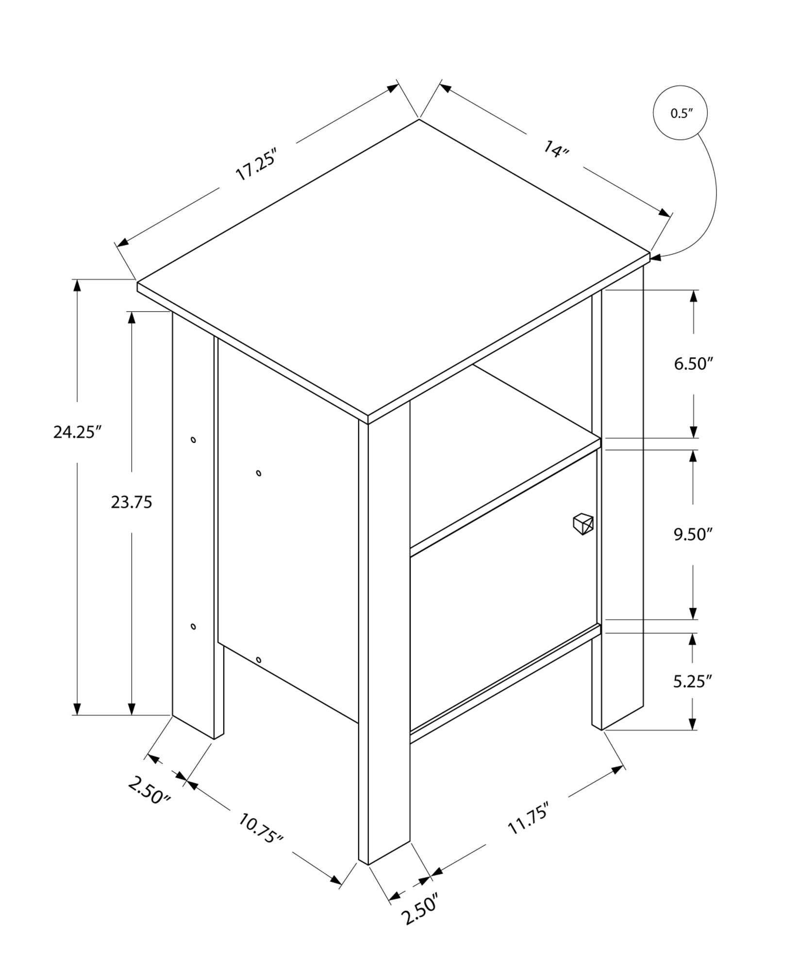 HomeRoots 24" End Table With Shelf in White Finish