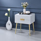 HomeRoots 24" End Table With Two Drawers in Gold and White Finish