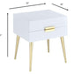 HomeRoots 24" End Table With Two Drawers in Gold and White Finish