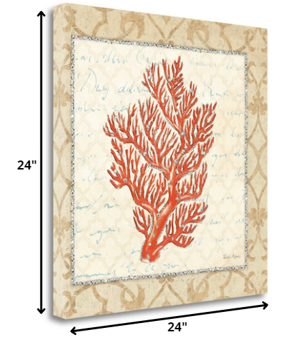 HomeRoots 24" Fancy Orange Underwater Coral 2 Giclee Wrap Canvas Wall Art