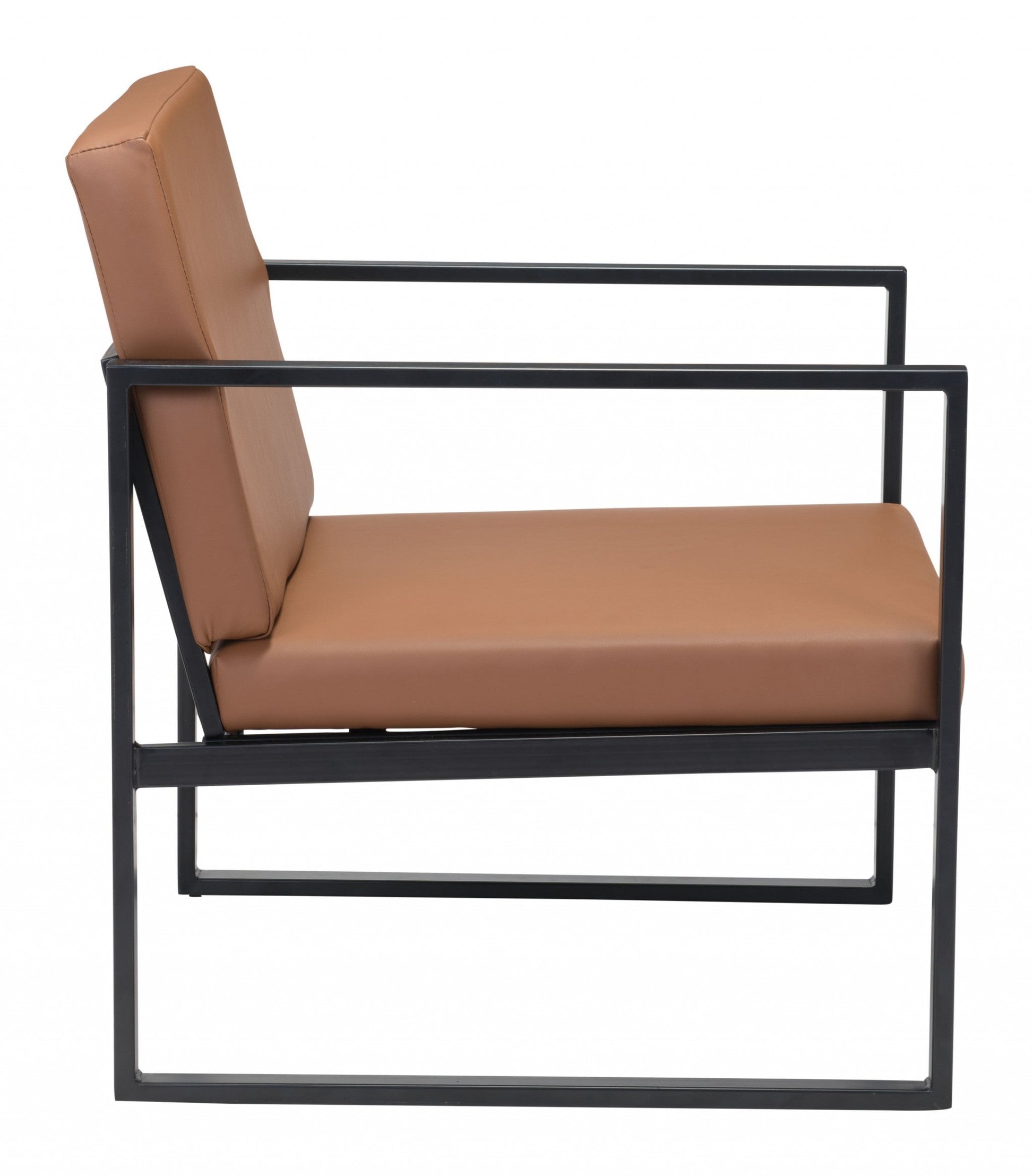 HomeRoots 24" Faux Leather Arm Chair in Brown and Black Finish