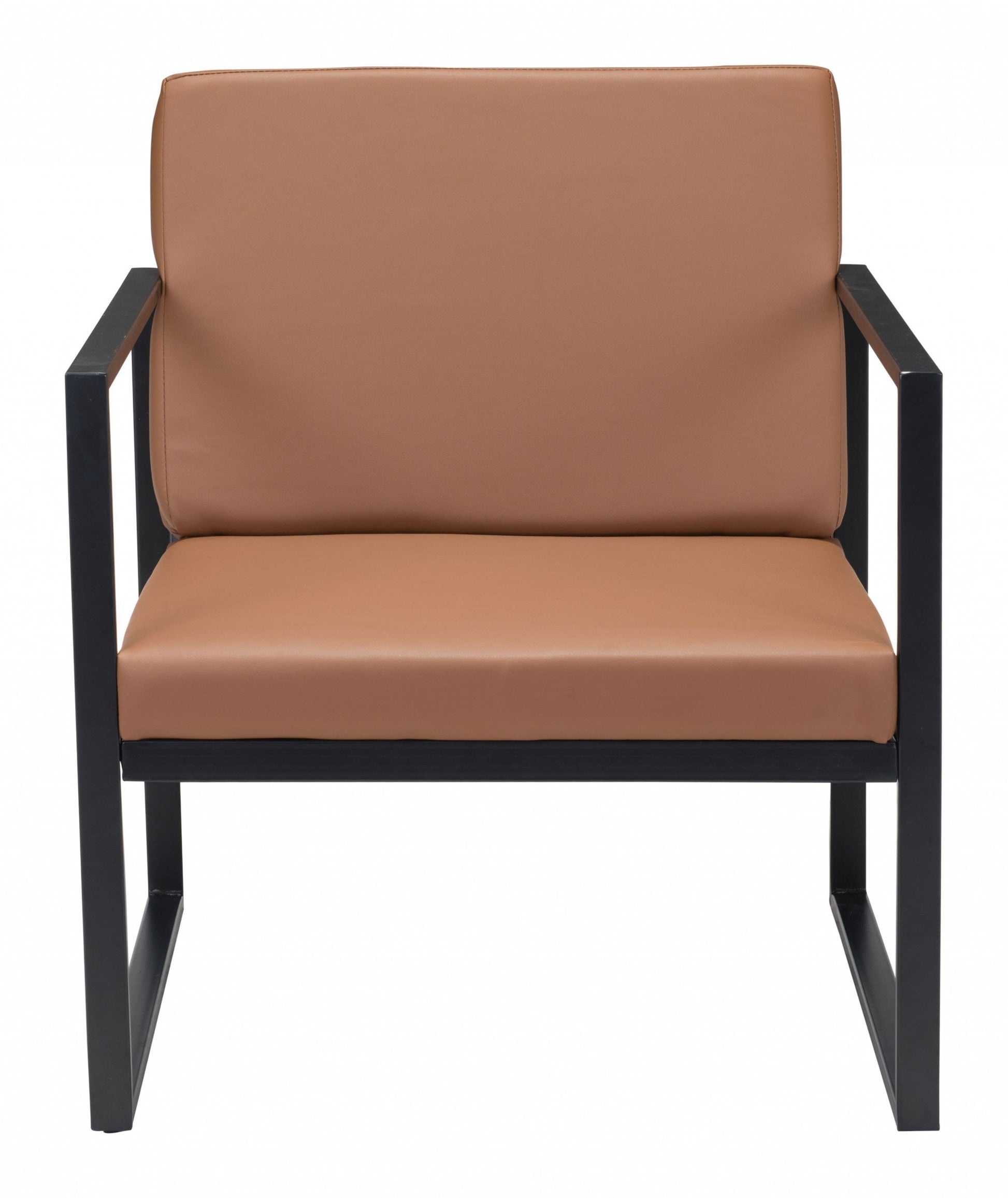 HomeRoots 24" Faux Leather Arm Chair in Brown and Black Finish