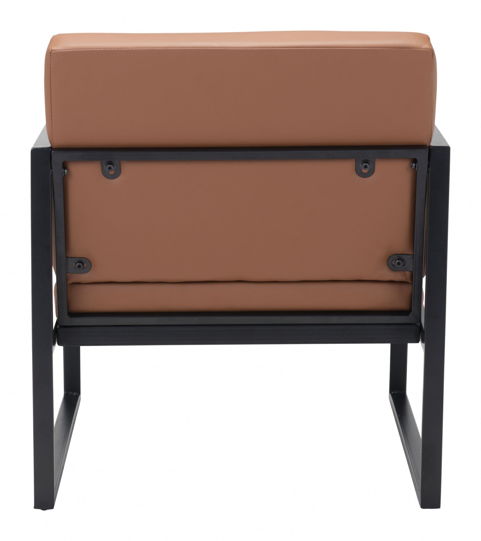 HomeRoots 24" Faux Leather Arm Chair in Brown and Black Finish