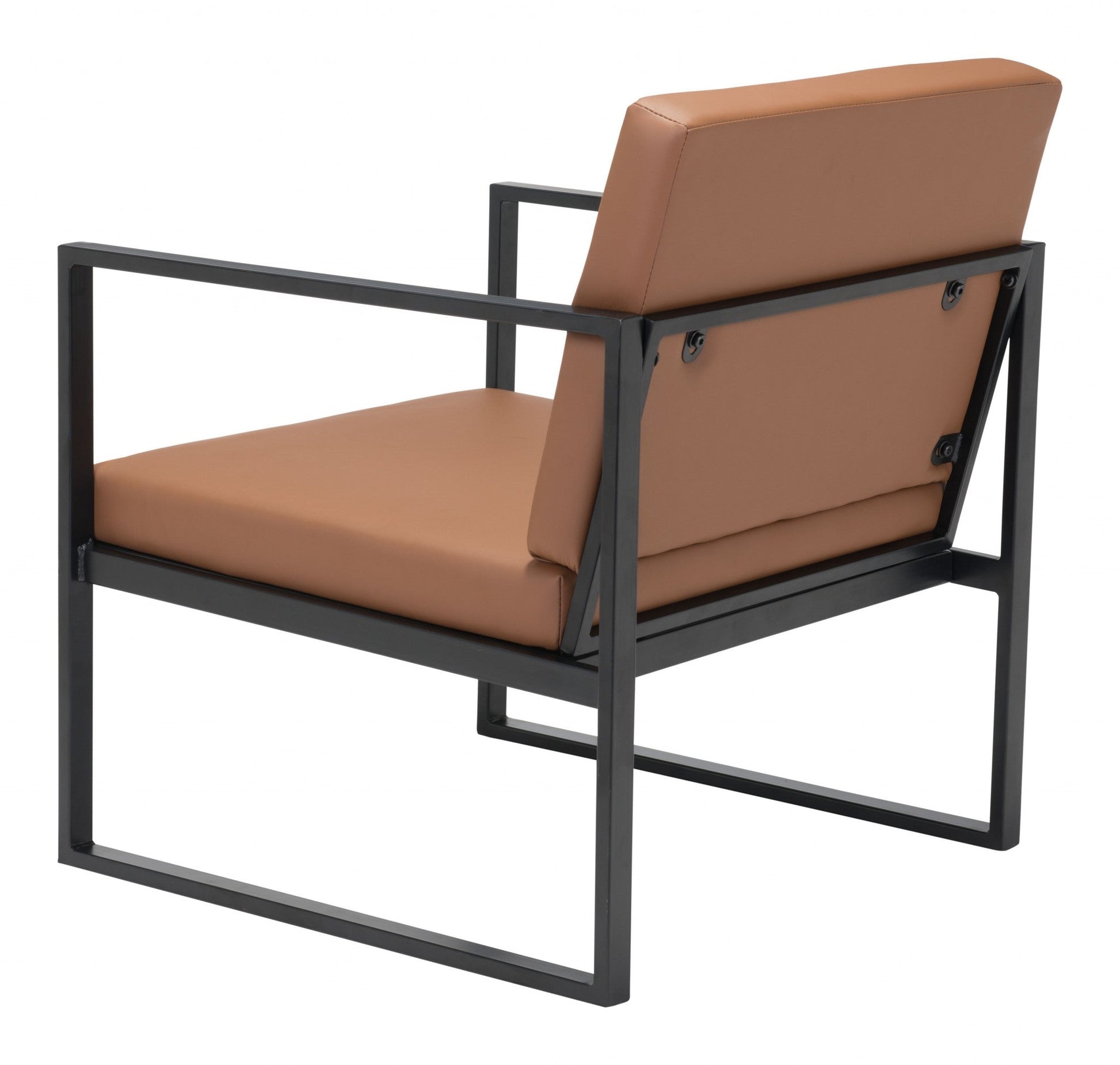 HomeRoots 24" Faux Leather Arm Chair in Brown and Black Finish