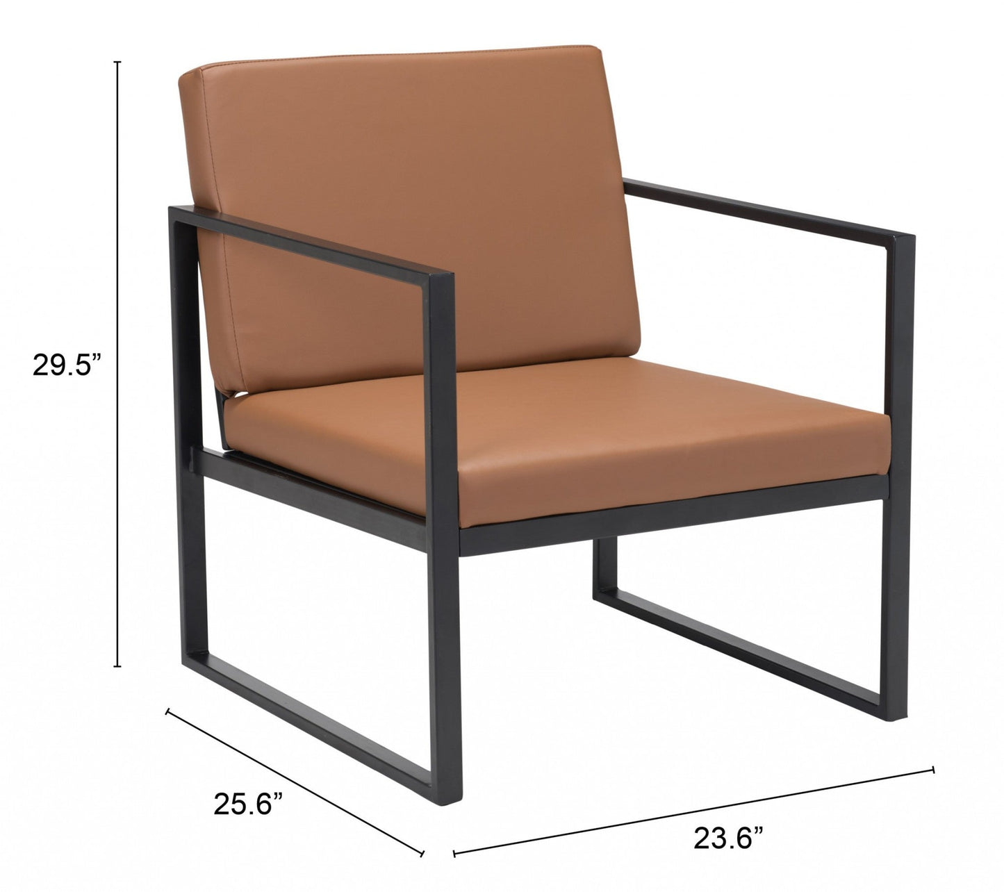 HomeRoots 24" Faux Leather Arm Chair in Brown and Black Finish
