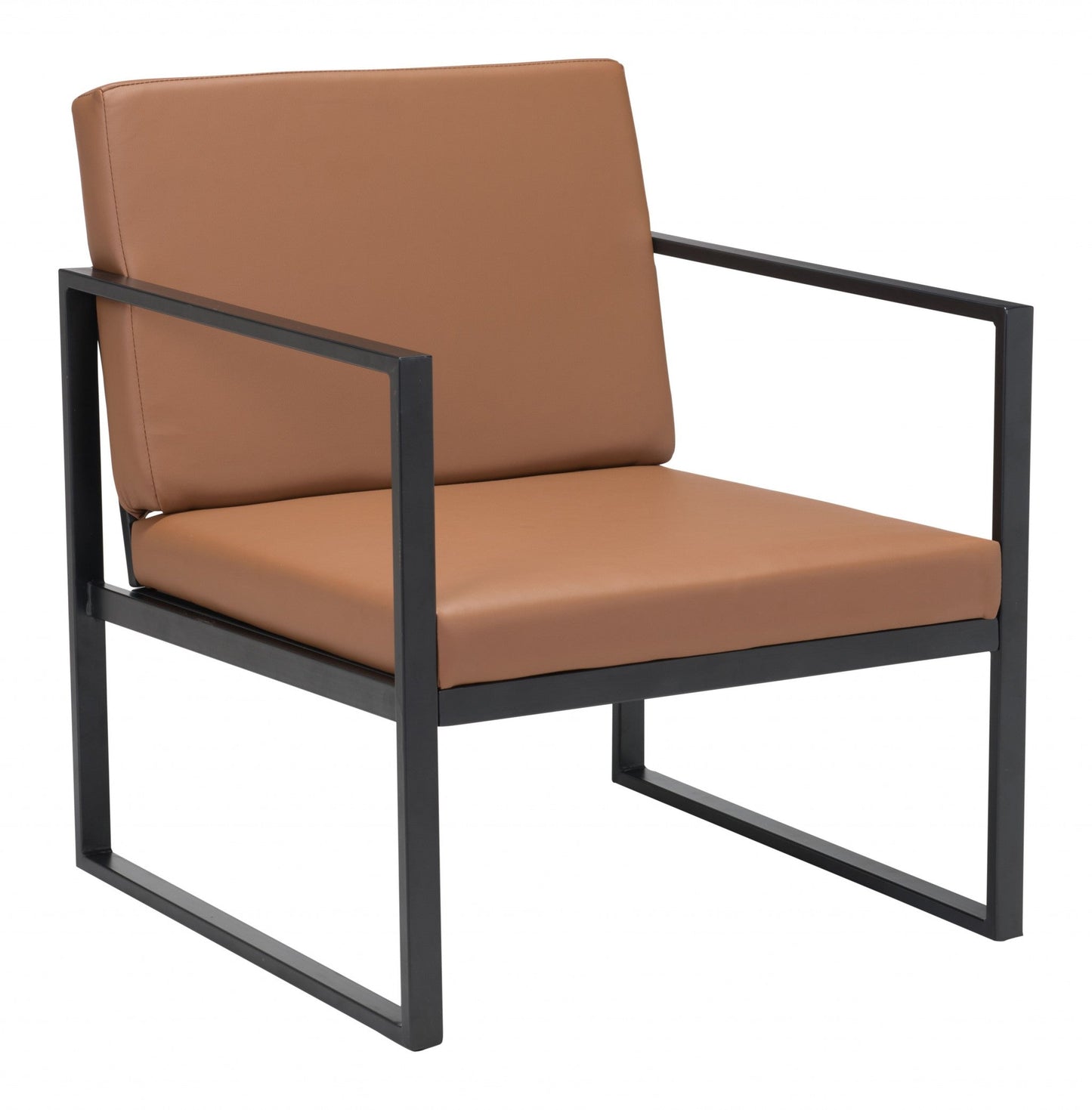 HomeRoots 24" Faux Leather Arm Chair in Brown and Black Finish