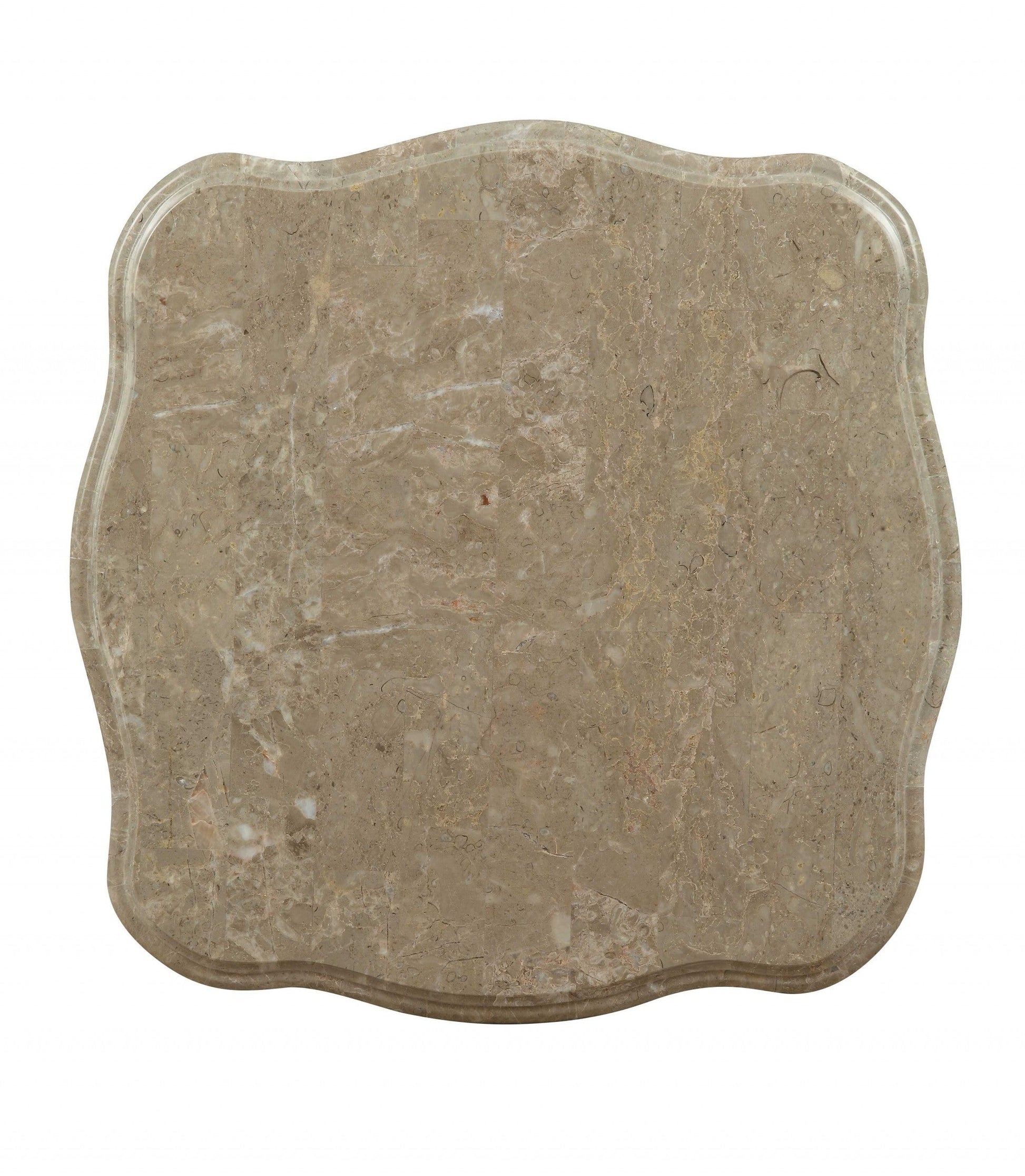 HomeRoots 24" Faux Marble Mirrored End Table With Antiqued White Finish