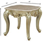 HomeRoots 24" Faux Marble Mirrored End Table With Antiqued White Finish