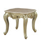 HomeRoots 24" Faux Marble Mirrored End Table With Antiqued White Finish