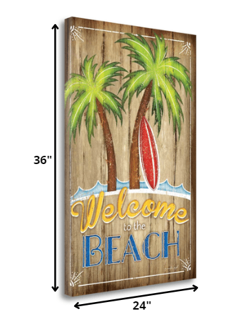 HomeRoots 24" Faux Wooden Beach Signboard Giclee Wrap Canvas Wall Art