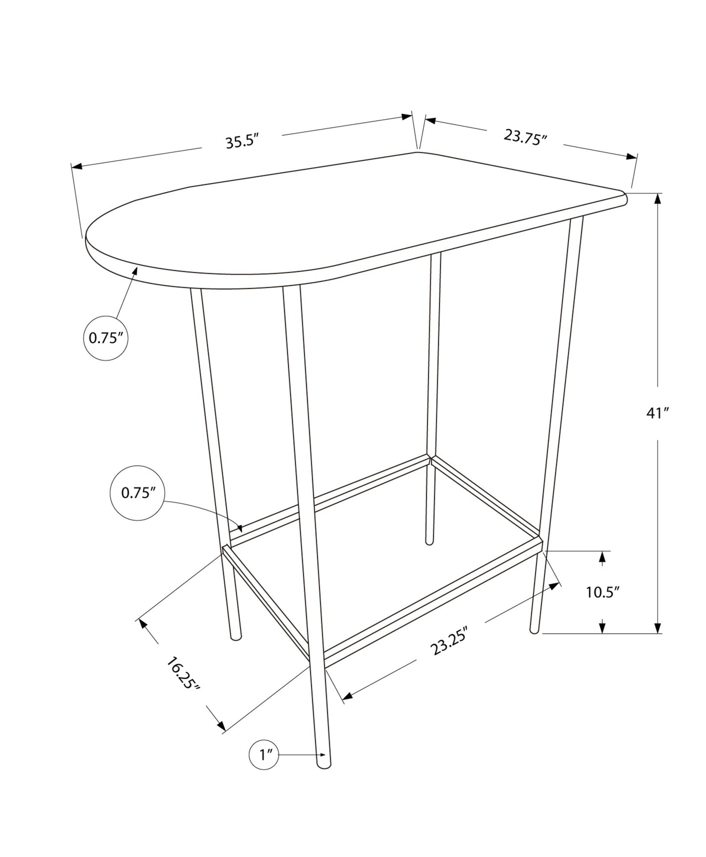 HomeRoots 24" Free Form Manufactured Wood Bar Table in Brown Finish