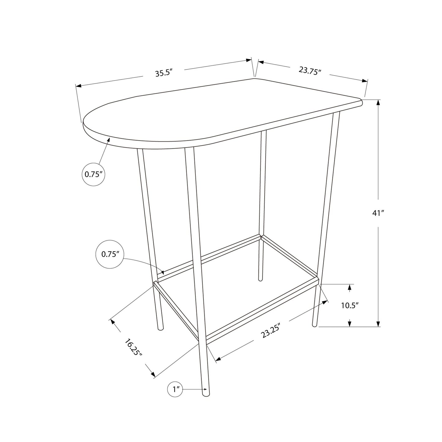 HomeRoots 24" Free Form Manufactured Wood Bar Table in White Finish