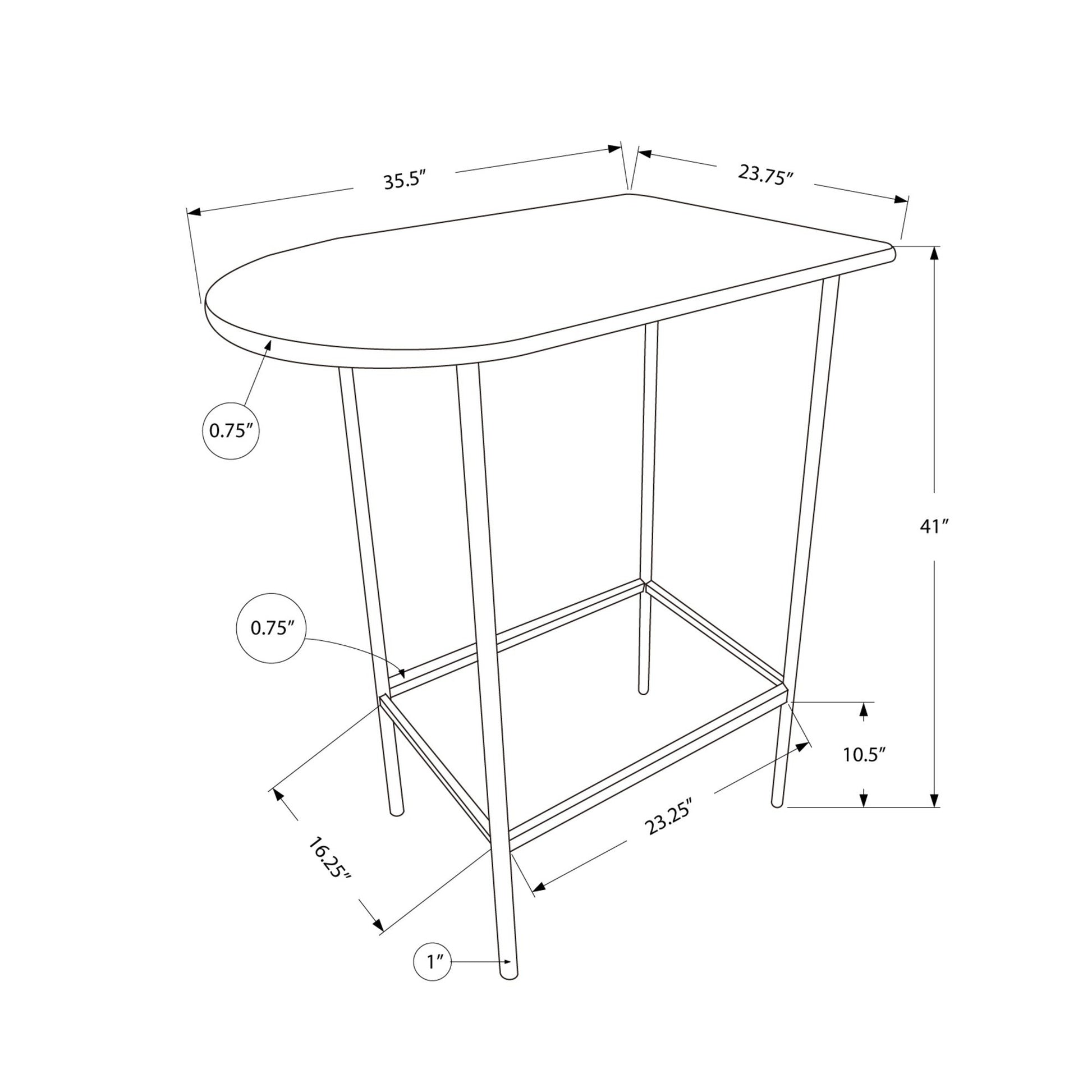 HomeRoots 24" Free Form Manufactured Wood Bar Table in White Finish