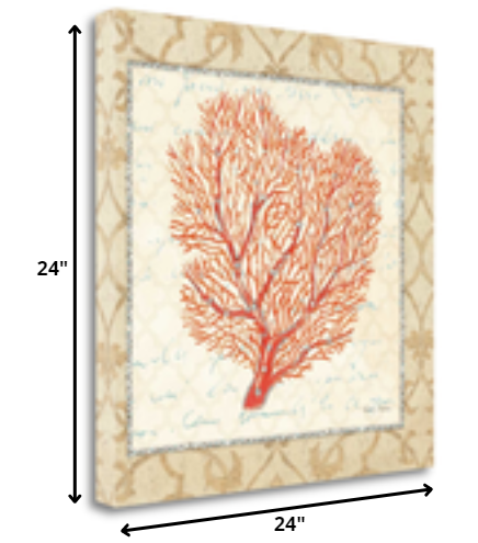 HomeRoots 24" Full Orange Underwater Coral 2 Giclee Wrap Canvas Wall Art