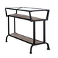 HomeRoots 24" Glass Console Table With Storage in Clear and Black Finish