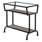 HomeRoots 24" Glass Console Table With Storage in Clear and Black Finish