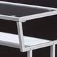 HomeRoots 24" Glass Console Table With Storage in Clear and Silver Finish