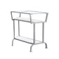 HomeRoots 24" Glass Console Table With Storage in Clear and Silver Finish