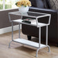 HomeRoots 24" Glass Console Table With Storage in Clear and Silver Finish