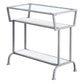 HomeRoots 24" Glass Console Table With Storage in Clear and Silver Finish
