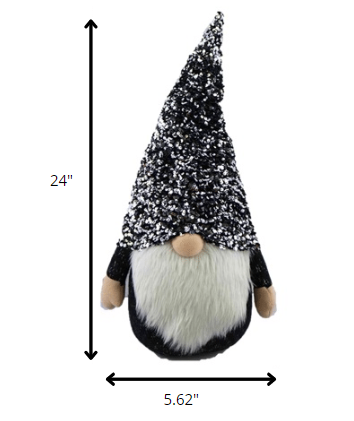 HomeRoots 24" Glittery Black and White Sparkle Gnome