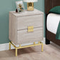 HomeRoots 24" Gold And Beige Manufactured Wood Rectangular End Table With Two Drawers