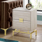 HomeRoots 24" Gold And Beige Manufactured Wood Rectangular End Table With Two Drawers