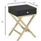 HomeRoots 24" Gold And Black Solid Wood End Table With Drawer