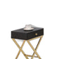 HomeRoots 24" Gold And Black Solid Wood End Table With Drawer