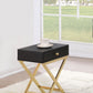 HomeRoots 24" Gold And Black Solid Wood End Table With Drawer
