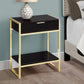 HomeRoots 24" Gold And Dark Brown End Table With Drawer And Shelf