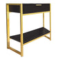 HomeRoots 24" Gold And Dark Brown End Table With Drawer And Shelf