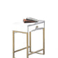 HomeRoots 24" Gold And White Solid Wood End Table With Drawer