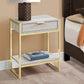 HomeRoots 24" Gold Metal Accent Table With Beige Marble Finish