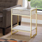 HomeRoots 24" Gold Metal Accent Table With Beige Marble Finish