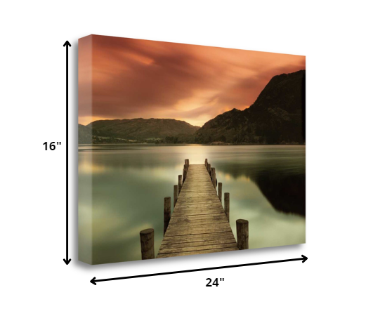 HomeRoots 24" Gorgeous Sunset over the Lake Giclee Wrap Canvas Wall Art