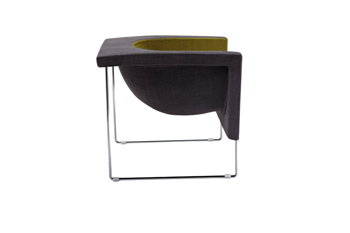 HomeRoots 24" Grey and Green Fabric Polyester and Stainless Steel Accent Chair