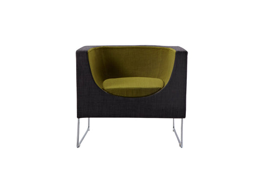 HomeRoots 24" Grey and Green Fabric Polyester and Stainless Steel Accent Chair