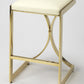 HomeRoots 24" Iron Backless Counter Height Bar Chair With Footrest in Off-White and Gold Finish