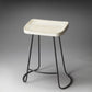 HomeRoots 24" Iron Backless Counter Height Bar Chair With Off White And Black Finish