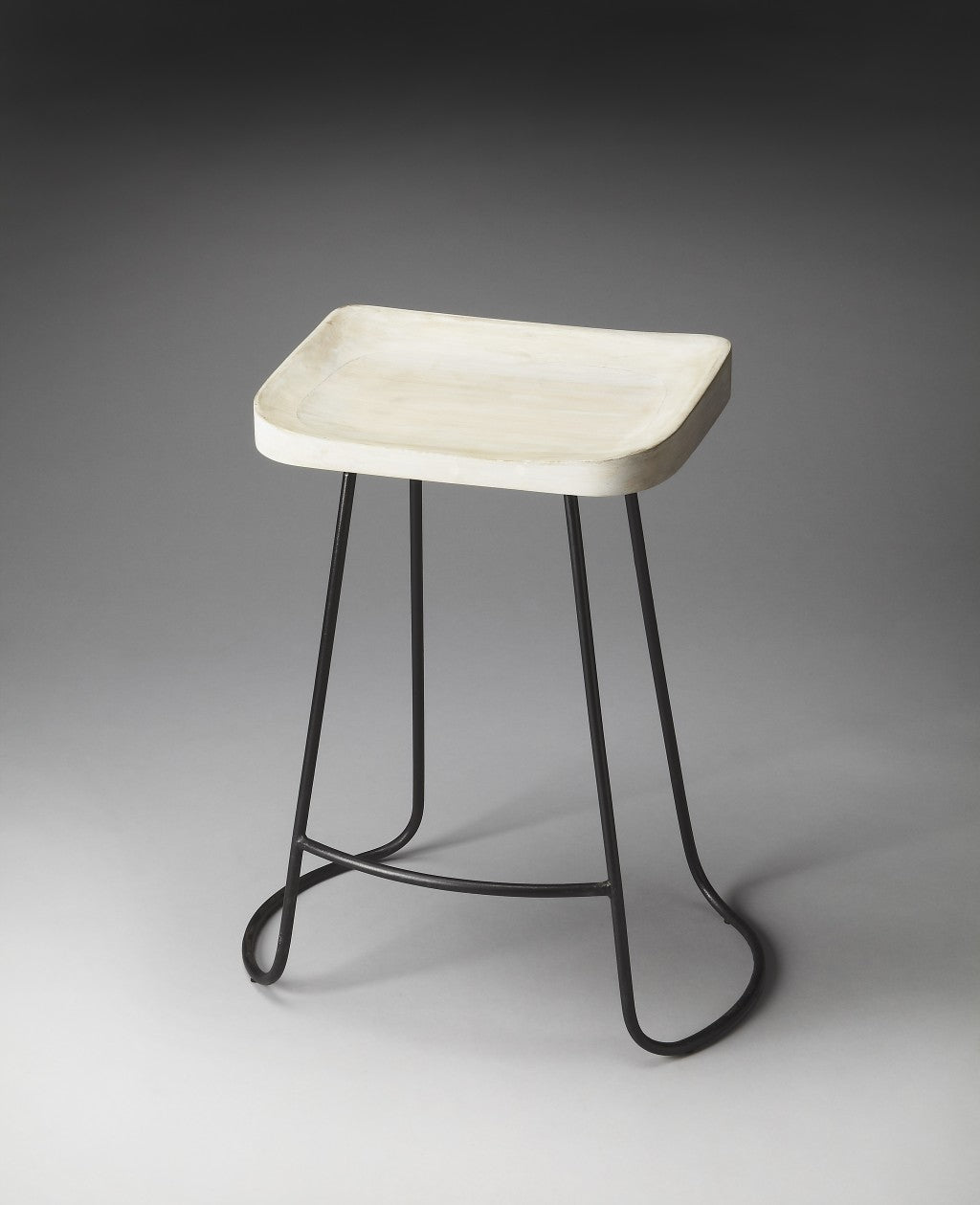 HomeRoots 24" Iron Backless Counter Height Bar Chair With Off White And Black Finish