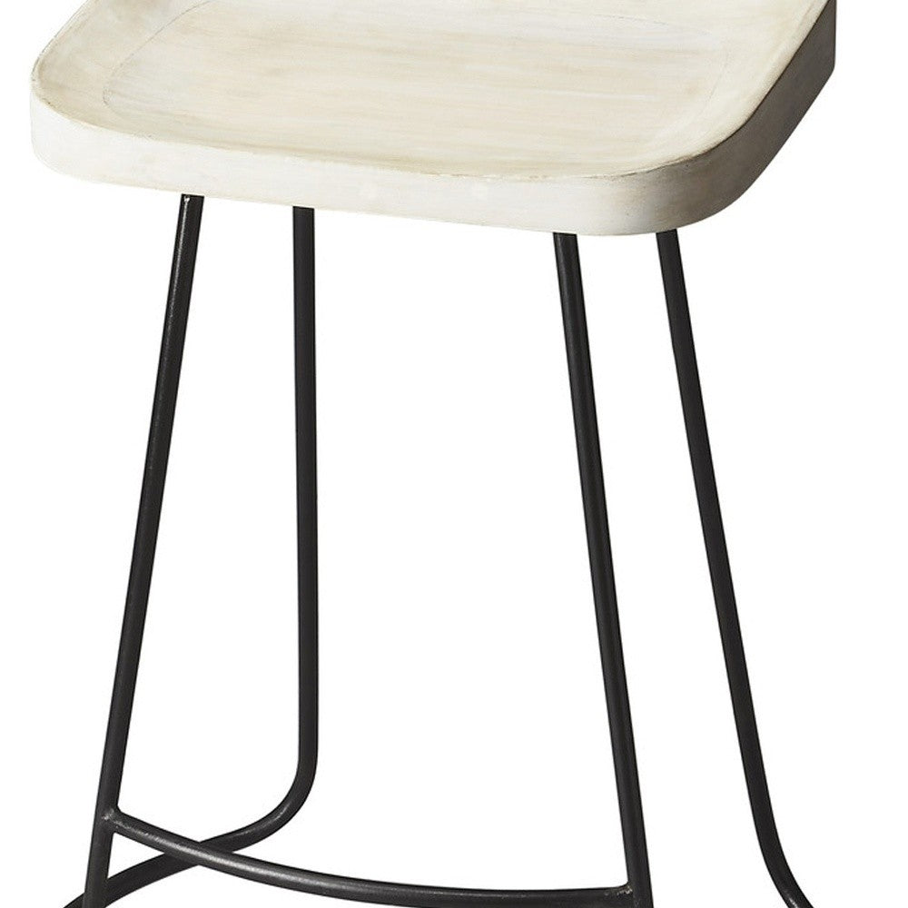HomeRoots 24" Iron Backless Counter Height Bar Chair With Off White And Black Finish