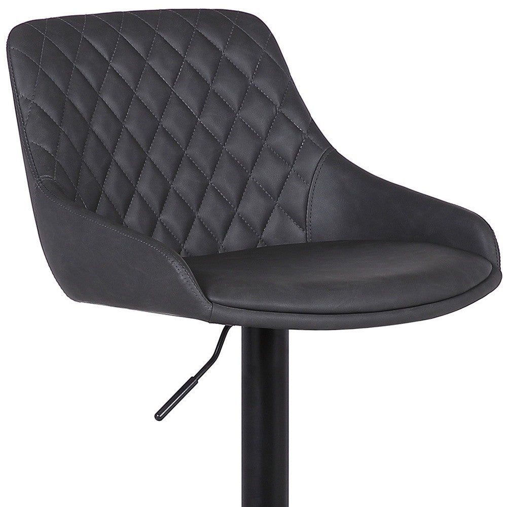 HomeRoots 24" Iron Swivel Low Back Adjustable Height Bar Chair in Gray and Black Finish