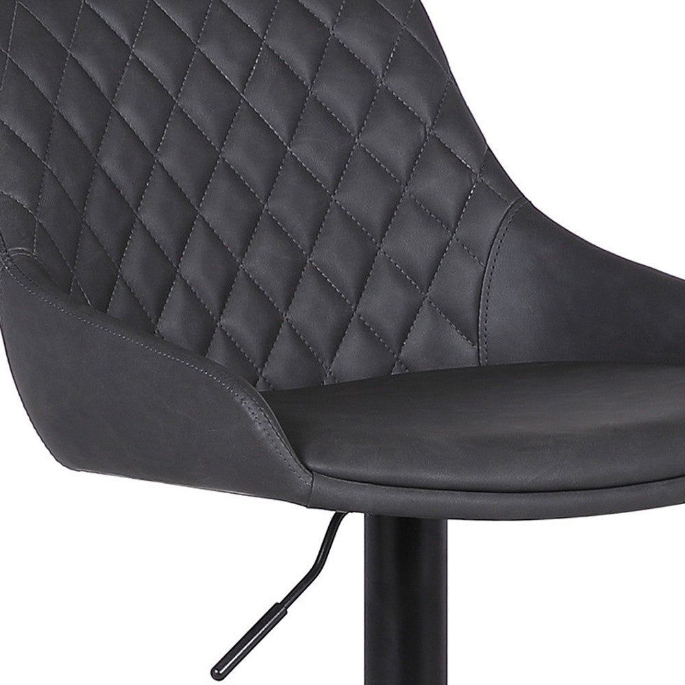 HomeRoots 24" Iron Swivel Low Back Adjustable Height Bar Chair in Gray and Black Finish