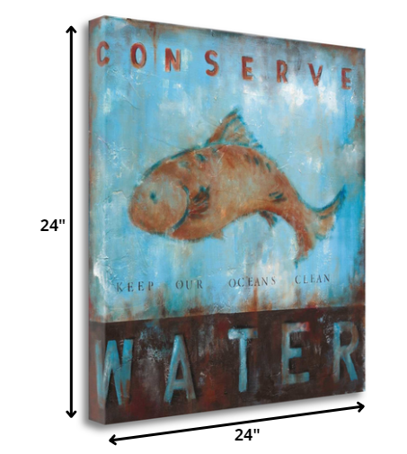 HomeRoots 24" Keep Our Oceans Clean 3 Giclee Wrap Canvas Wall Art